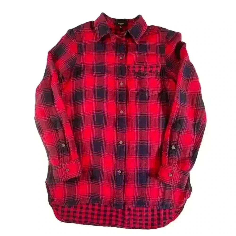Madewell Women's Red/Black Buffalo Plaid Flannel Shirt SIZE-XS